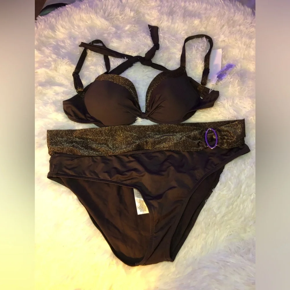 VENUS Brown Glittery Binkini Top NWOT